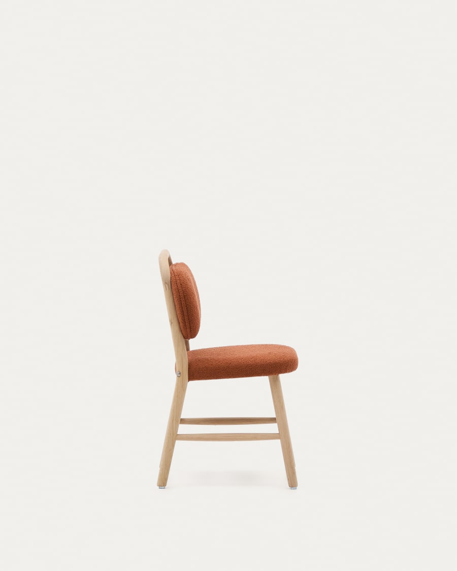 Helda child’s chair in terracotta bouclé and solid oak wood FSC Mix Credit