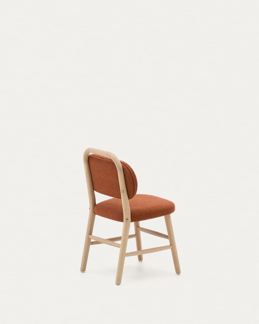 Helda child’s chair in terracotta bouclé and solid oak wood FSC Mix Credit