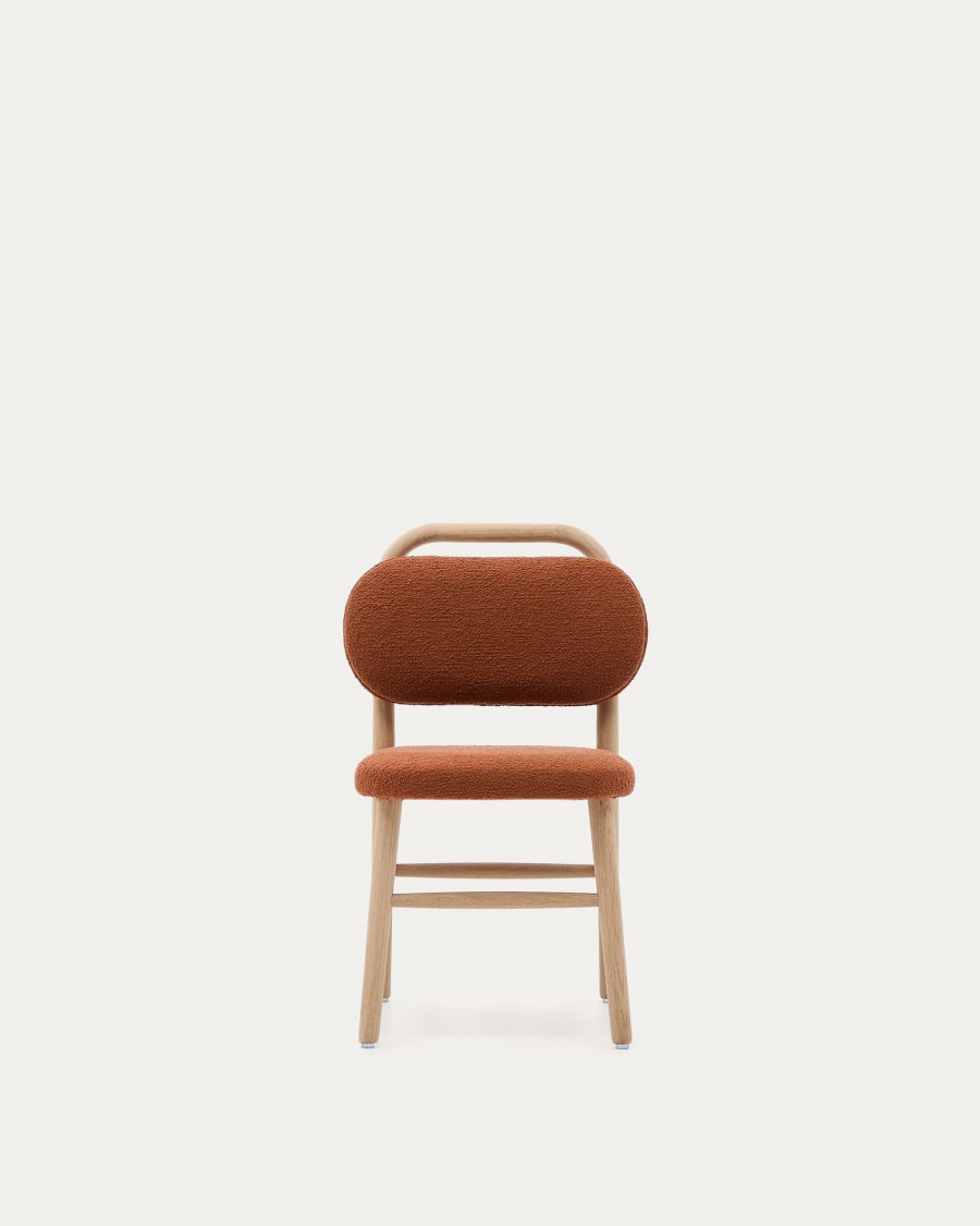 Helda child’s chair in terracotta bouclé and solid oak wood FSC Mix Credit