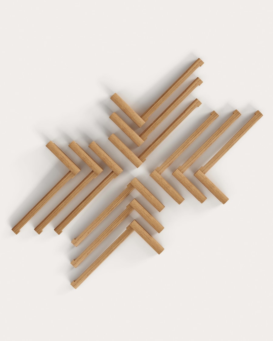 Conjunt Sitra de 3 peces extrems superiors/inferiors de fusta massissa de roure per a prestatgeria