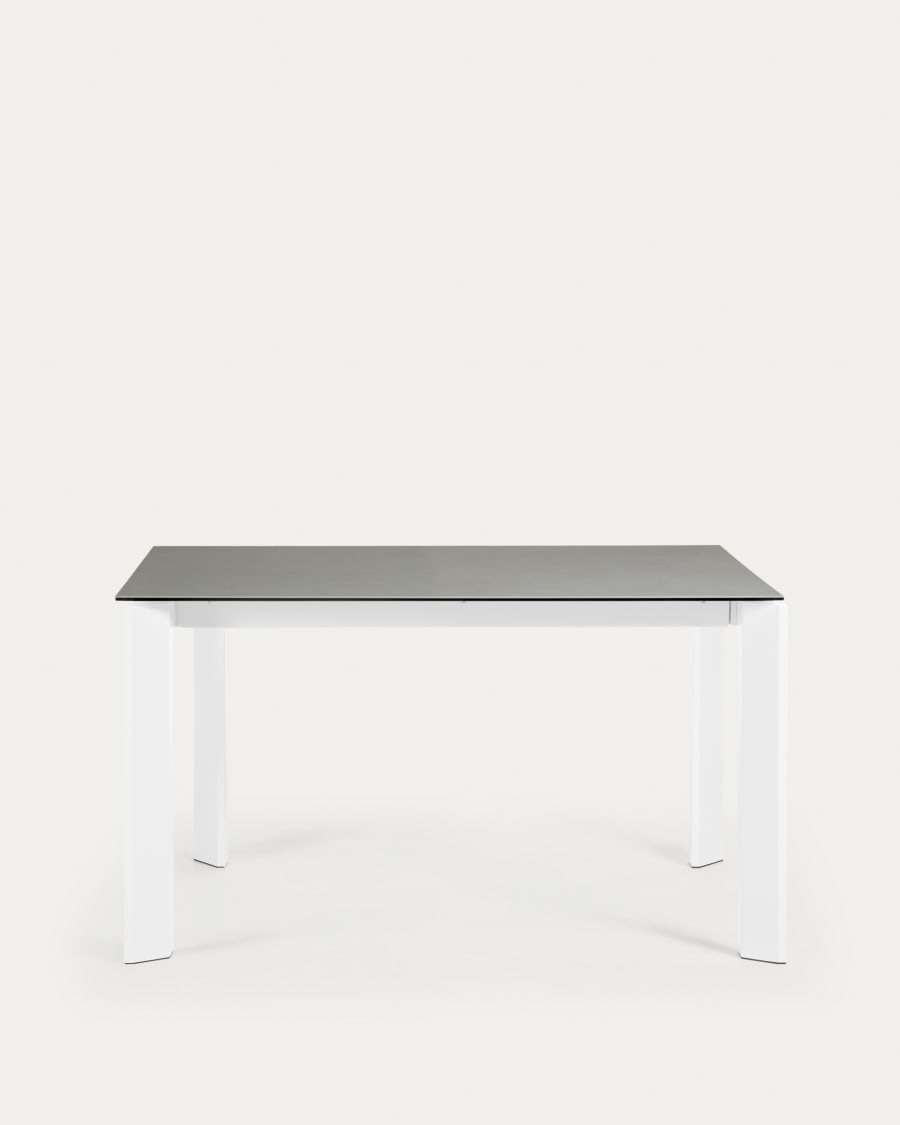Axis Ausziehtisch Feinsteinzeug mit Hydra Plomo Finish Stahlbeine in Weiß 140 (200) cm