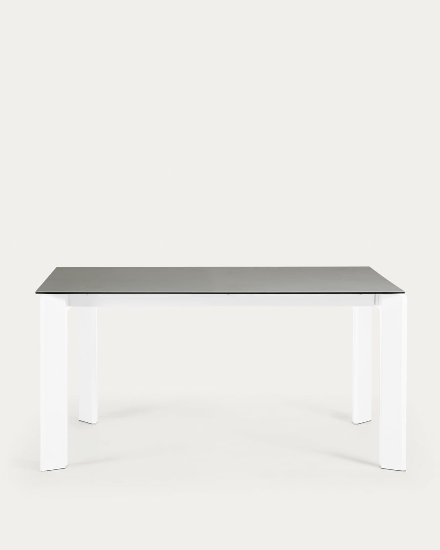 Axis Ausziehtisch Feinsteinzeug mit Hydra Plomo Finish Beine in Weiß 160 (220) cm