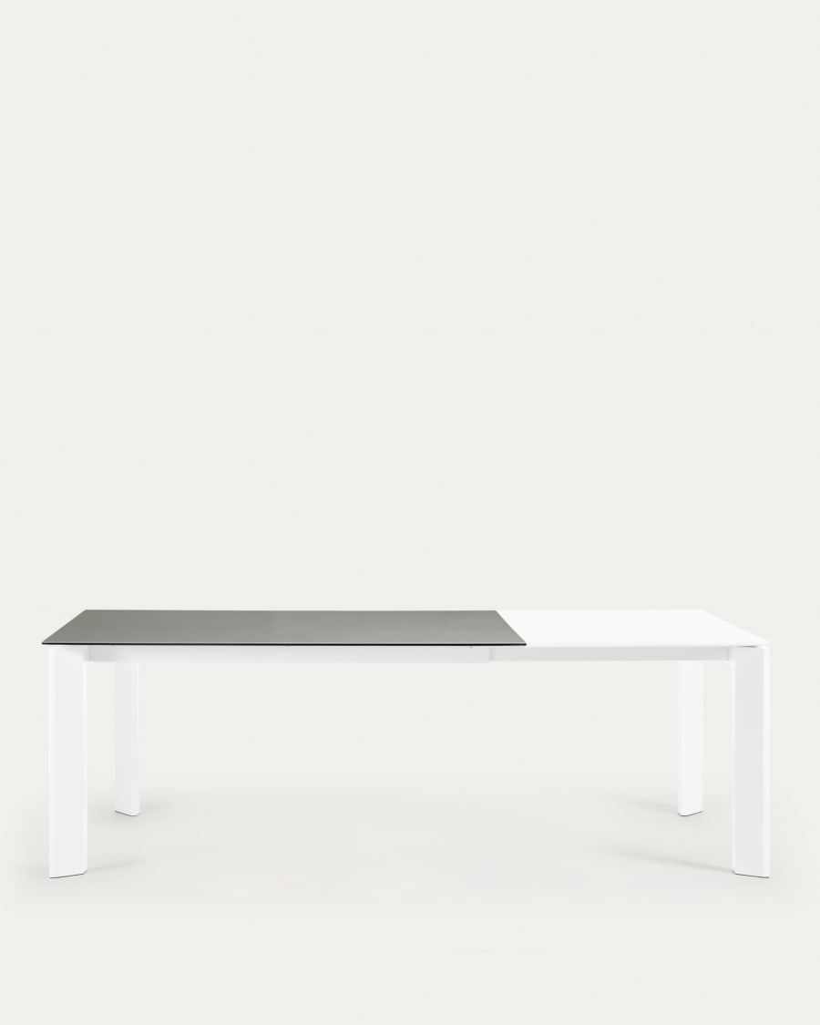 Axis Ausziehtisch Feinsteinzeug mit Hydra Plomo Finish Beine in Weiß 160 (220) cm