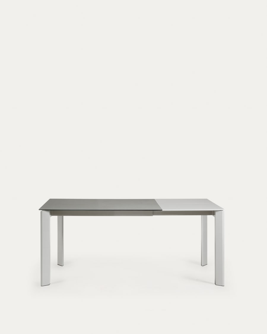 Axis Ausziehtisch Feinsteinzeug mit Hydra Plomo Finish und Stahlbeine grau 120 (180) cm
