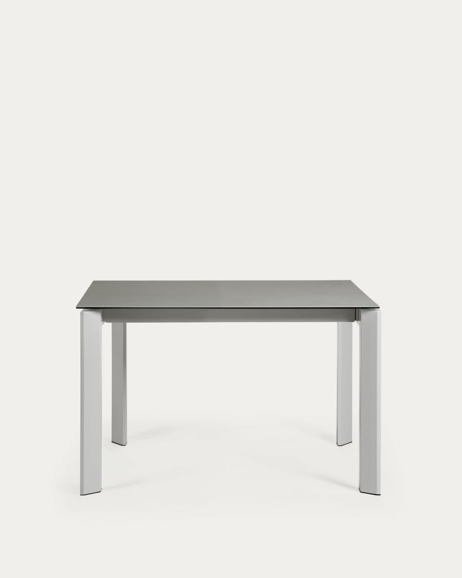 Axis Ausziehtisch Feinsteinzeug mit Hydra Plomo Finish und Stahlbeine grau 120 (180) cm