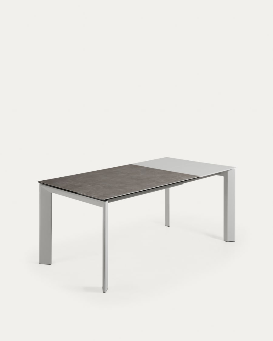 Axis Ausziehtisch Feinsteinzeug Vulcano Ceniza Finish Stahlbeine grau 120 (180) cm