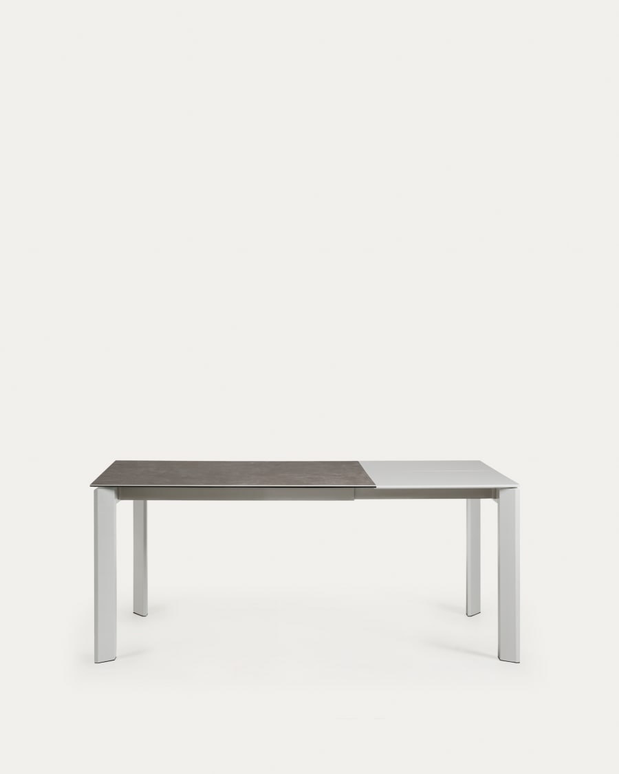 Axis Ausziehtisch Feinsteinzeug Vulcano Ceniza Finish Stahlbeine grau 120 (180) cm