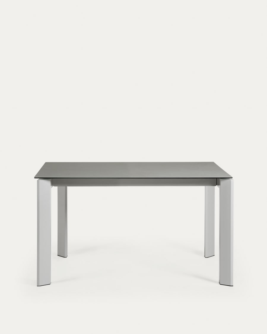 Axis Ausziehtisch Feinsteinzeug mit Hydra Plomo Finish Stahlbeine in Grau 140 (200) cm