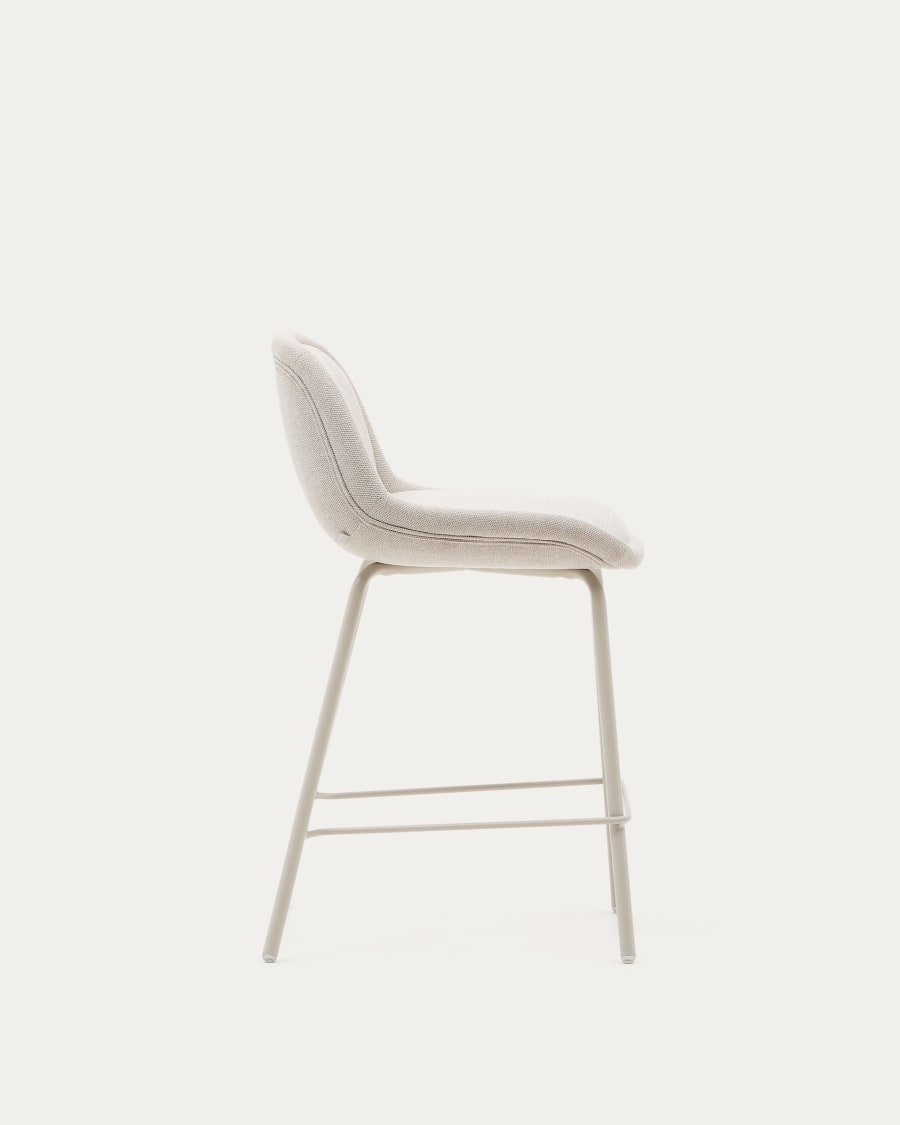 Aimin stool in beige chenille fabric with steel legs in a beige paint finish 65 cm FSC Mix Credit
