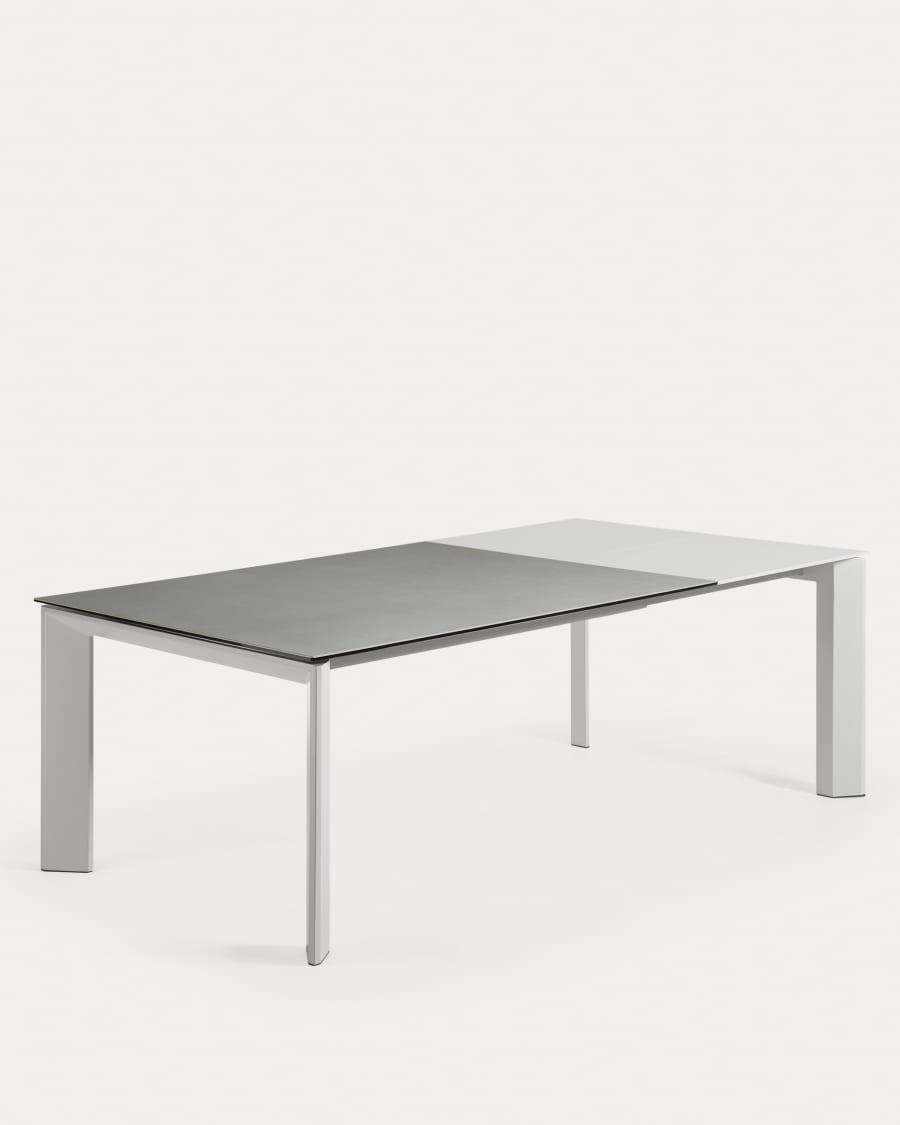 Axis Ausziehtisch Feinsteinzeug mit Hydra Plomo Finish Beine in Grau 160 (220) cm