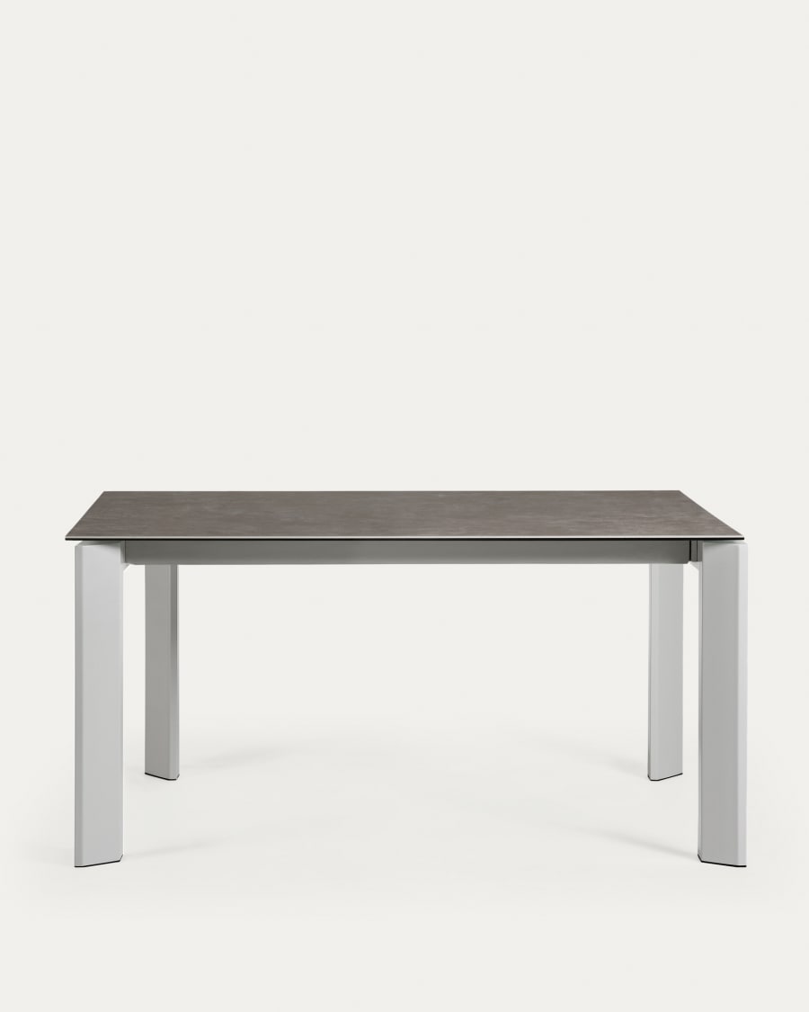 Axis Ausziehtisch Feinsteinzeug mit Vulcano Ceniza Finish Stahlbeine grau 160 (220) cm