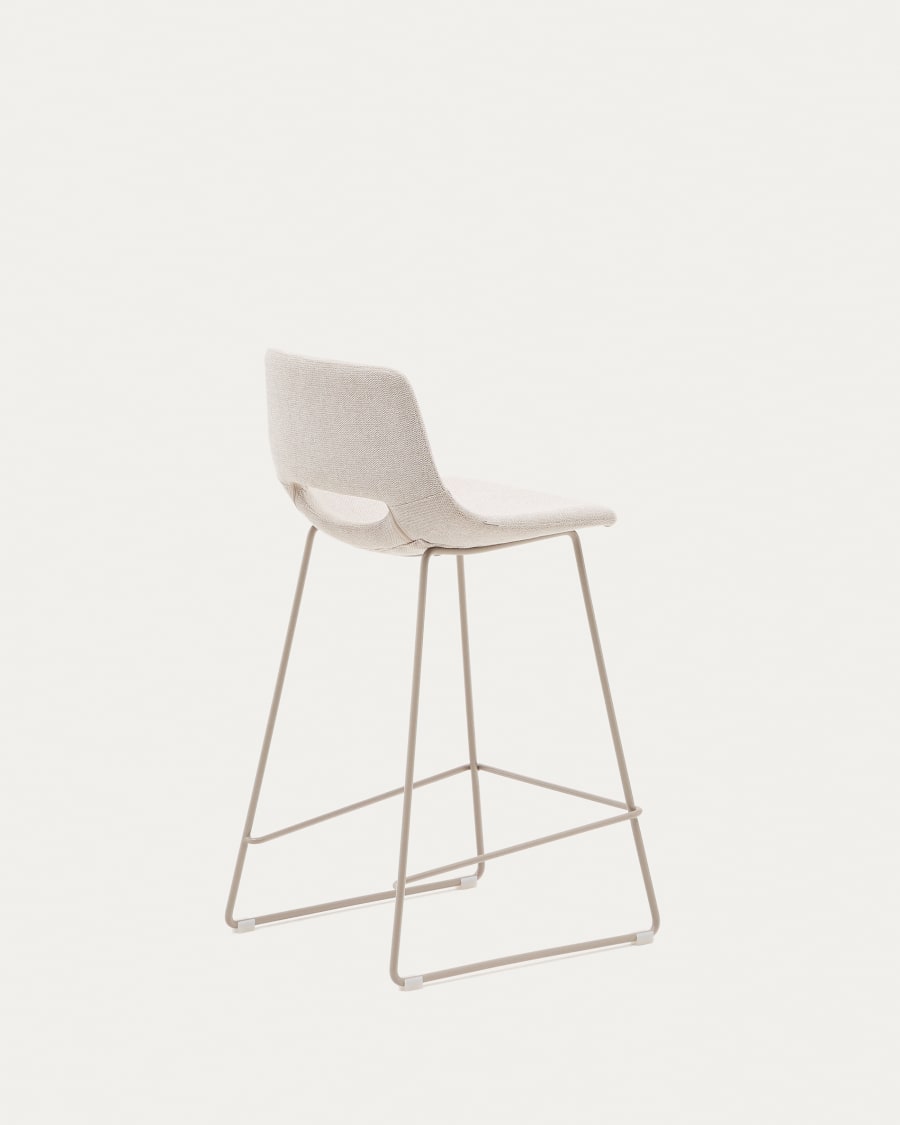 Zahara beige stool with steel in a beige finish, height 65 cm