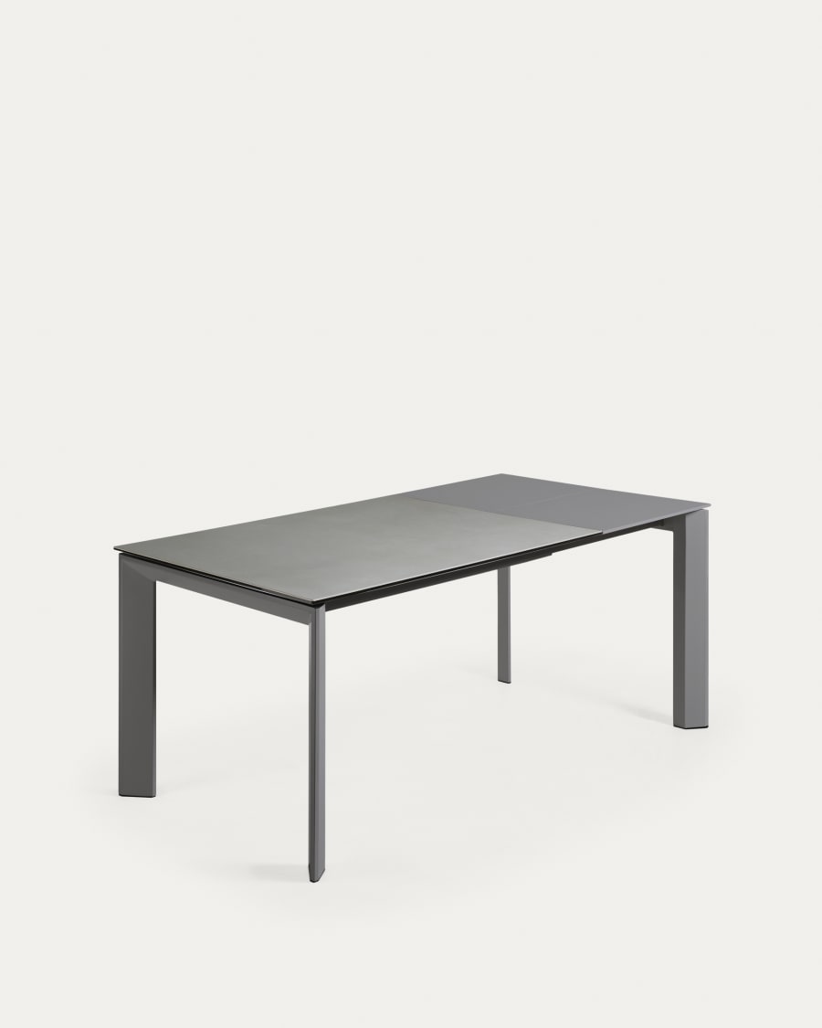 Axis Ausziehtisch Feinsteinzeug Hydra Plomo Finish und Stahlbeine Anthrazit 120 (180) cm