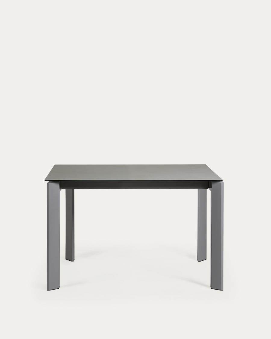 Axis Ausziehtisch Feinsteinzeug Hydra Plomo Finish und Stahlbeine Anthrazit 120 (180) cm