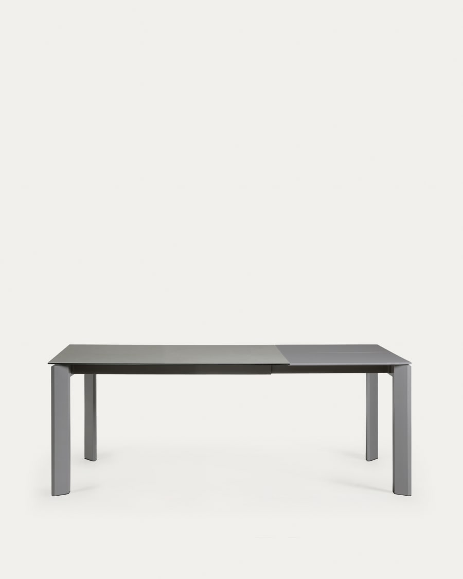 Axis Ausziehtisch Feinsteinzeug mit Hydra Plomo Finish Stahlbeine Anthrazit 140 (200) cm