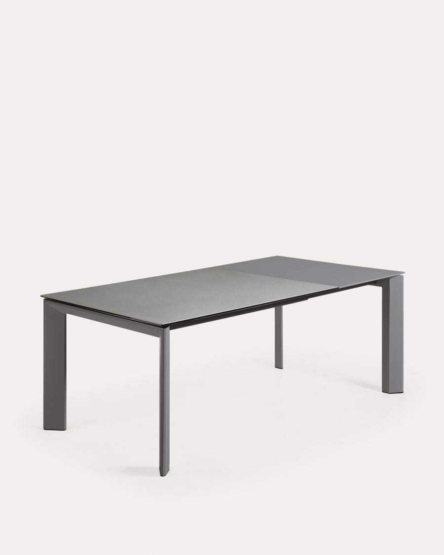 Axis Ausziehtisch Feinsteinzeug mit Hydra Plomo Finish Stahlbeine Anthrazit 140 (200) cm