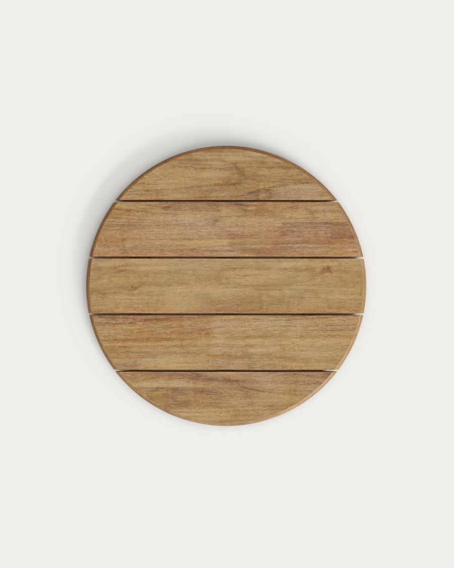 Saura high bar table black steel frame and natural finish acacia top, 95xØ70cm FSC 100%