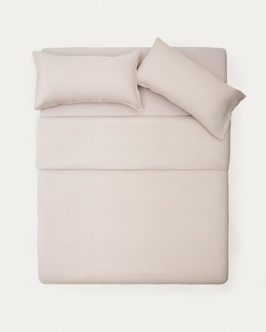Set Simmel Bezüge für Bettdecke und Kopfkissen aus Baumwolle und Leinen Farbe grau für Bett von 150 cm