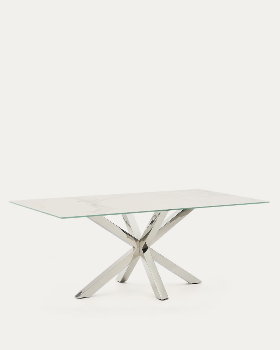 Argo table in Iron Moss porcelain and stainless steel legs, 200 x 100 cm