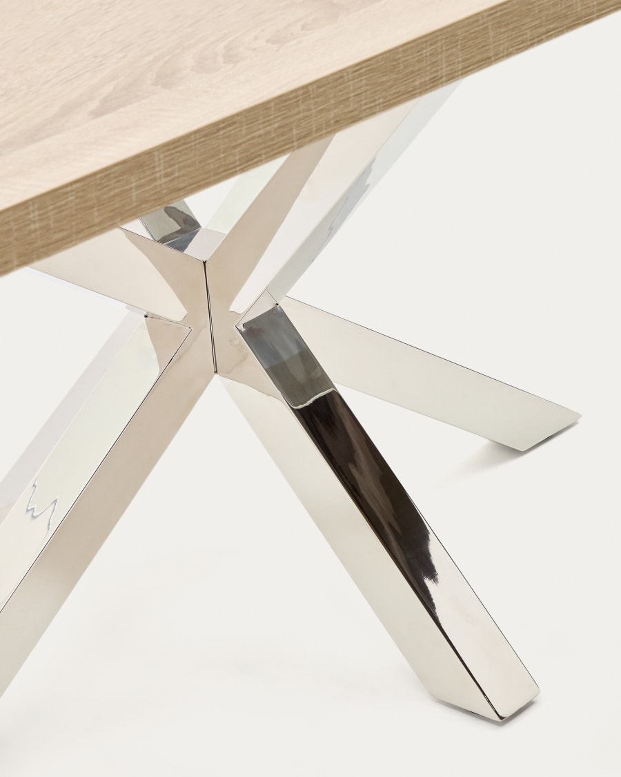 Argo table in melamine with natural finish and stainless steel legs 200 x 100 cm