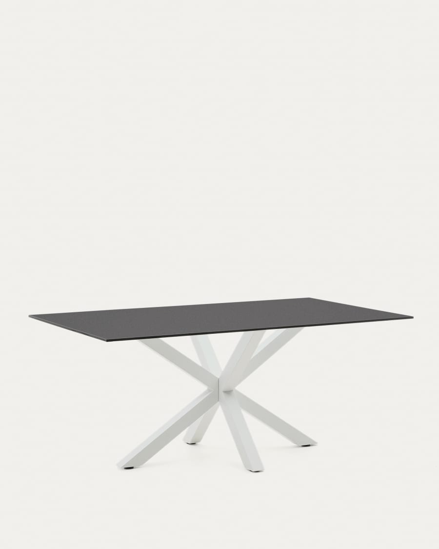 Argo table 180x100 cm, epoxy white and black glass