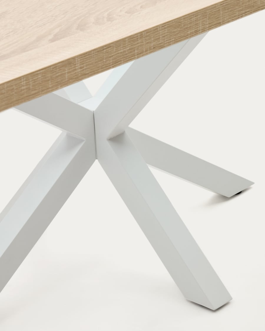 Argo table in melamine with natural finish and steel legs with white finish 180 x 100 cm