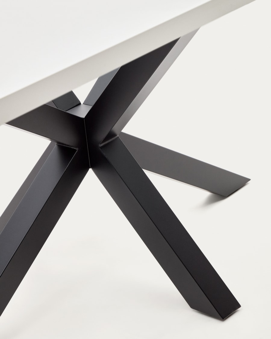 Argo table in melamine with white finish and steel legs with black finish 200 x 100 cm