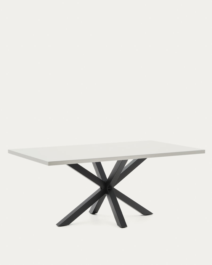 Argo table in melamine with white finish and steel legs with black finish 200 x 100 cm