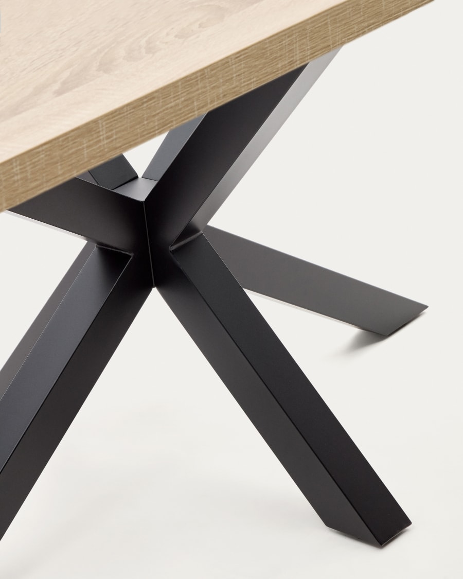Argo table in melamine with natural finish and steel legs with black finish 200 x 100 cm