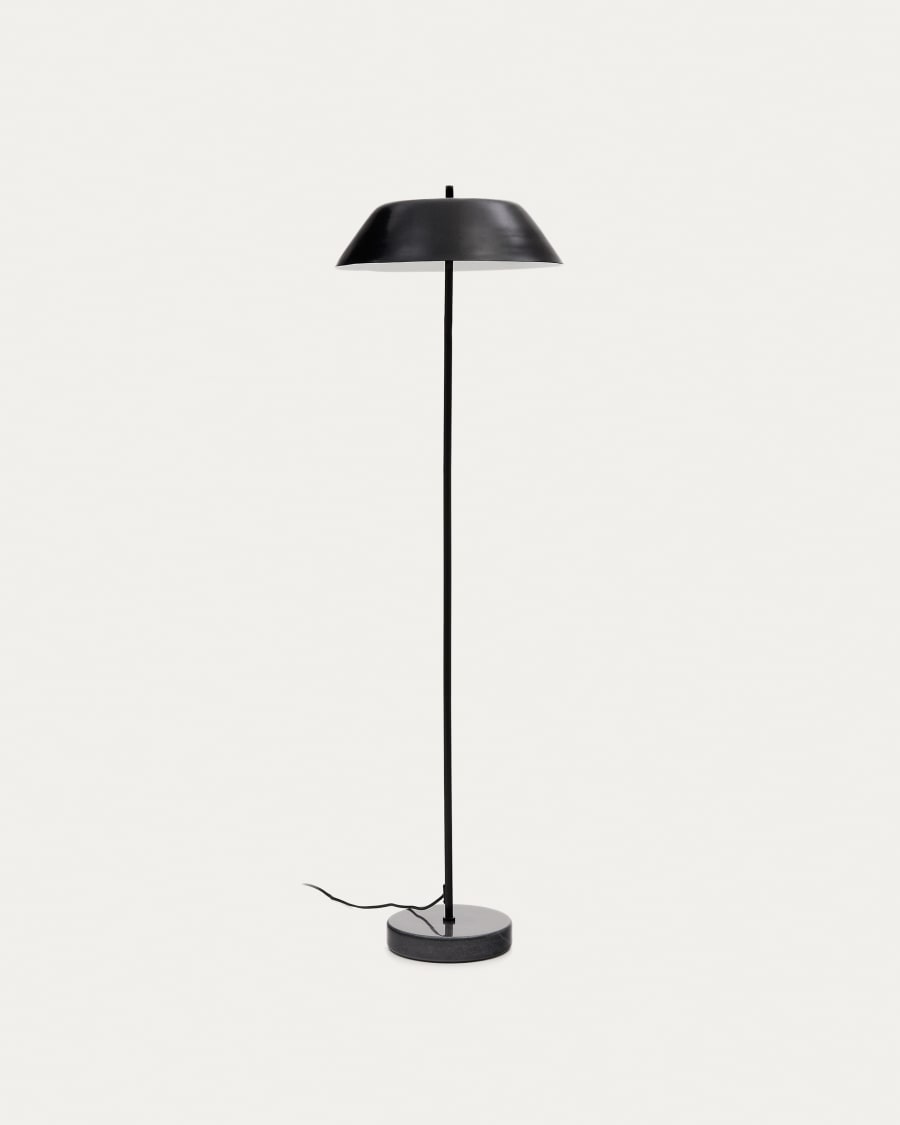 Stehlampe Sayra aus schwarzem Marmor und Metall mit schwarzem Finish