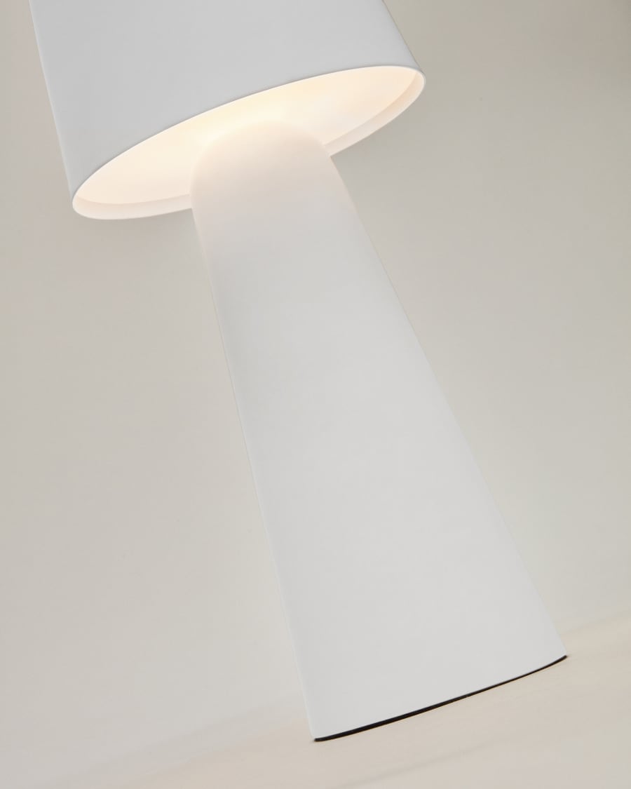 Arenys large outdoor metal table lamp in a white painted finish