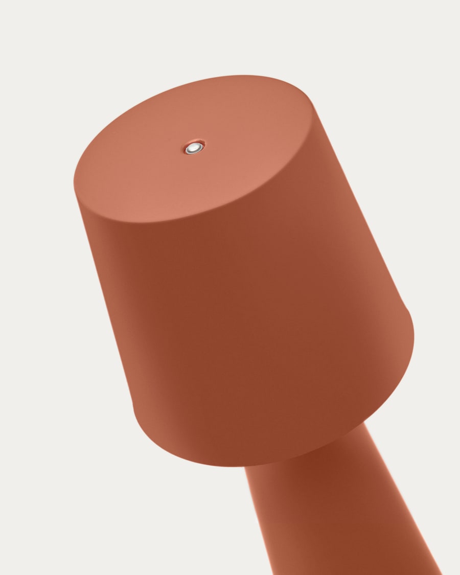 Arenys large outdoor metal table lamp in a terracotta painted finish