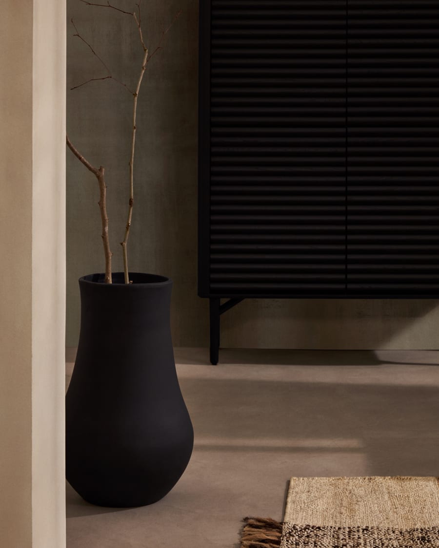 Silaia terracotta vase in a black finish 34 cm