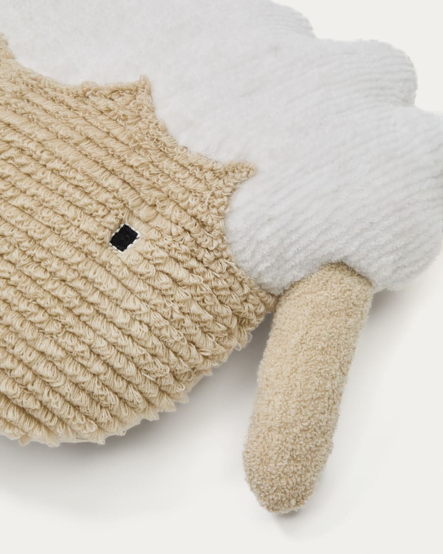 Cuscino a forma di pecora Milu di cotone beige 40 cm