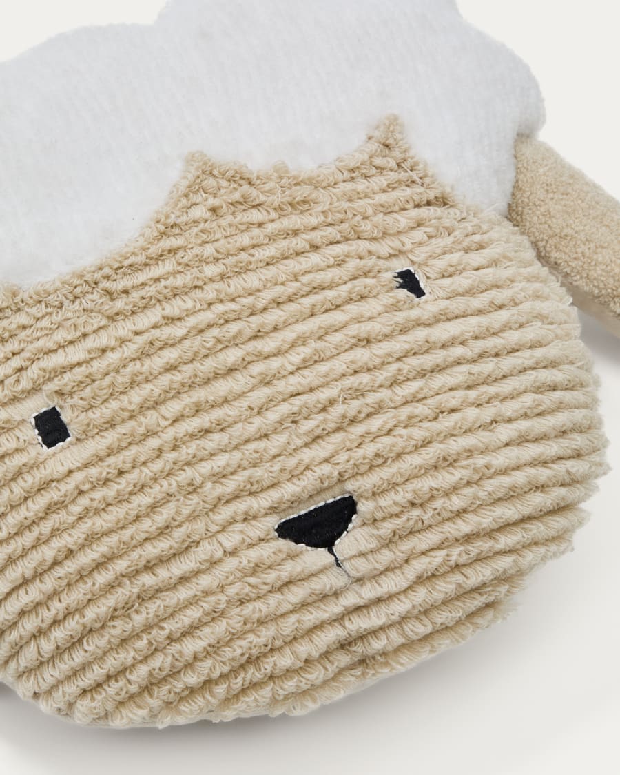 Cuscino a forma di pecora Milu di cotone beige 40 cm