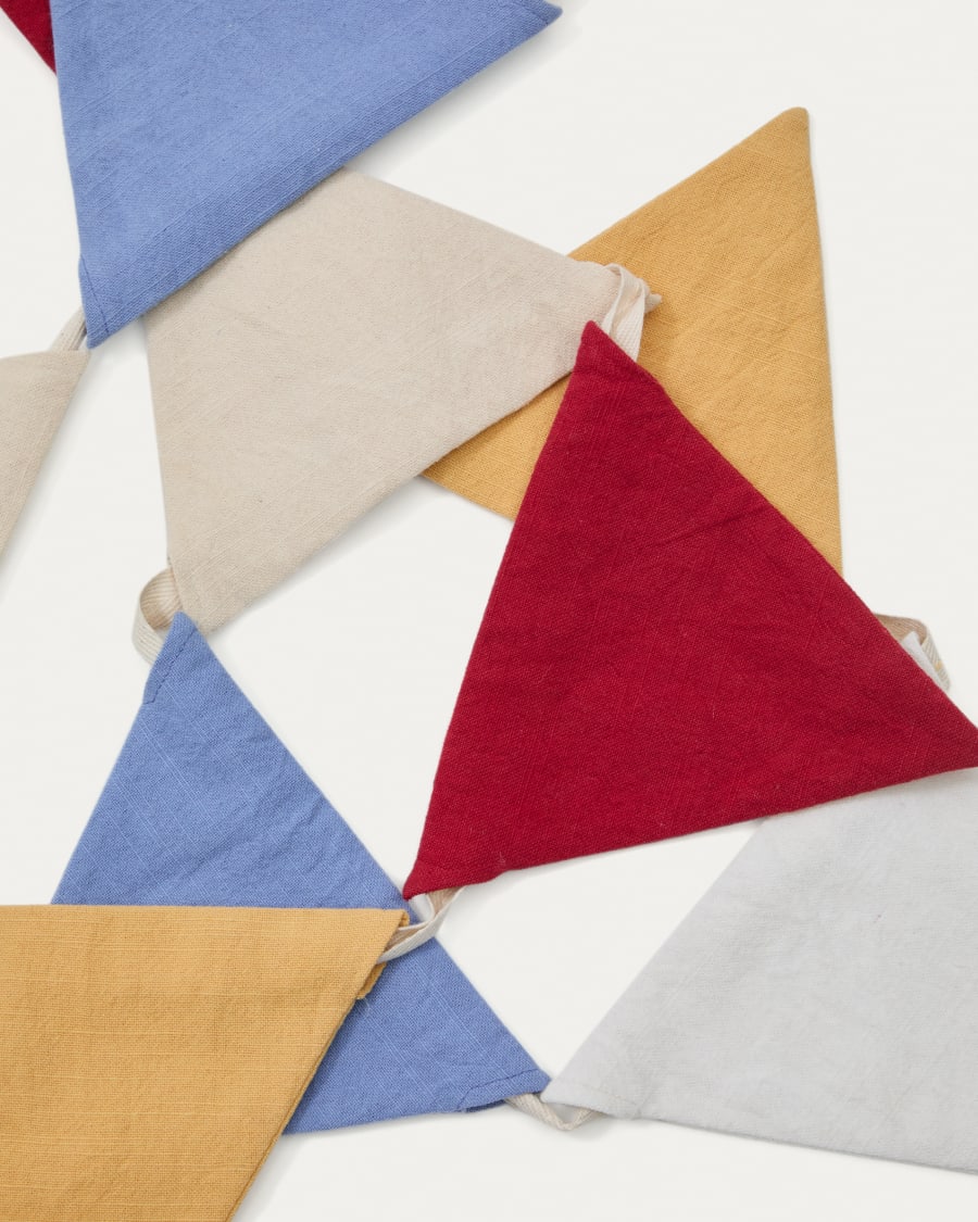 Deia 100% cotton, multi-coloured garland with 11 bunting flags, 250 cm