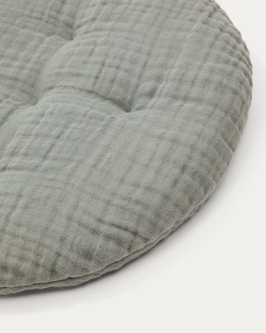 Laily green cushion made of 100% organic cotton, Ø30 cm