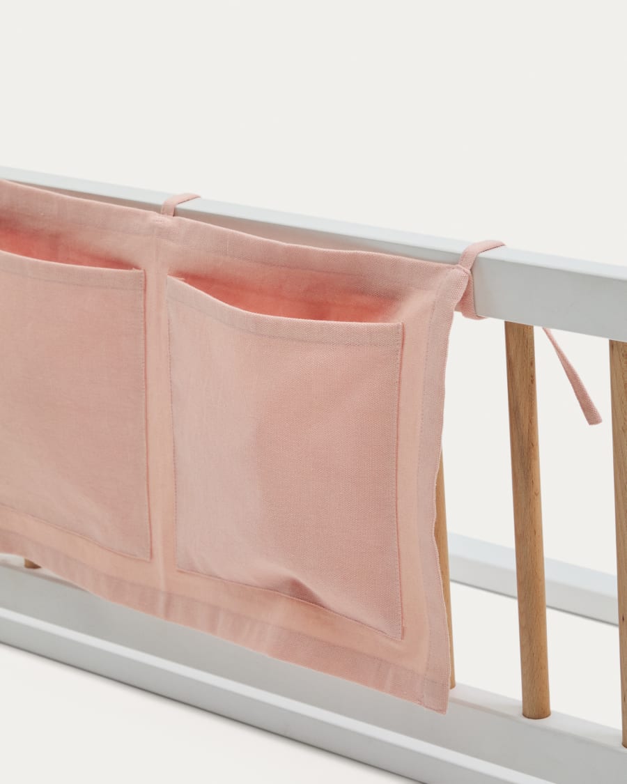Pink, 100% cotton organiser for the Laily cot, 25 x 45 cm
