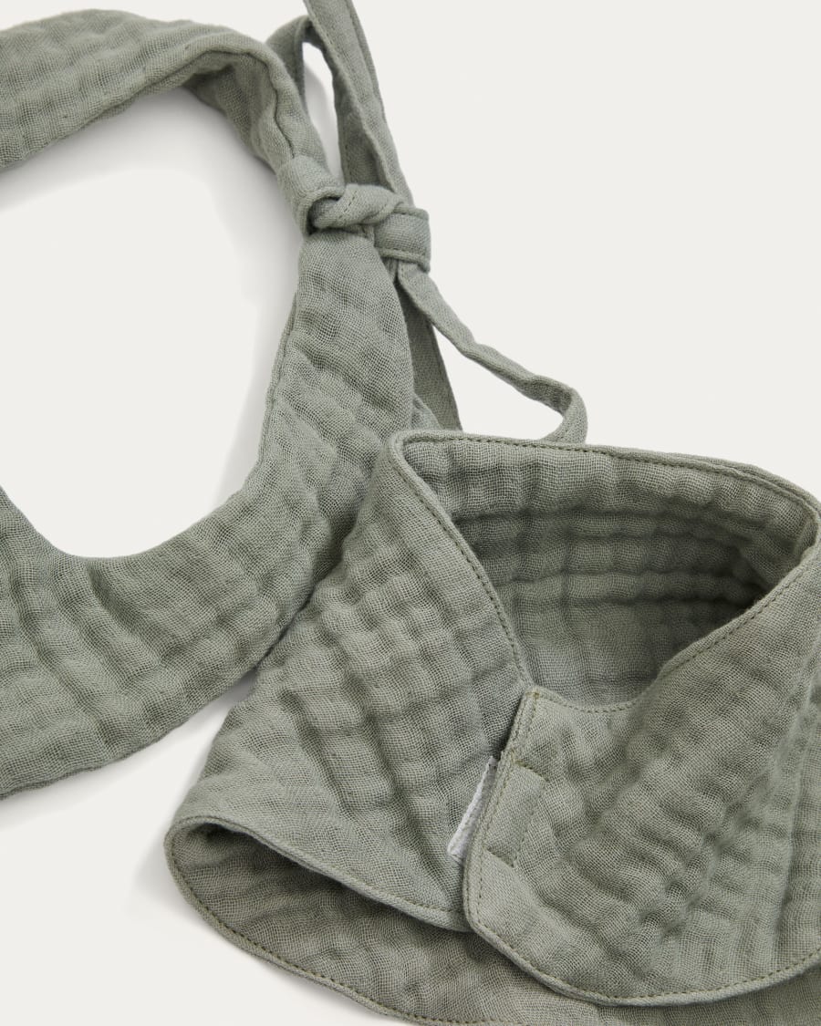 Prune green bib and bandana set made of 100% organic cotton