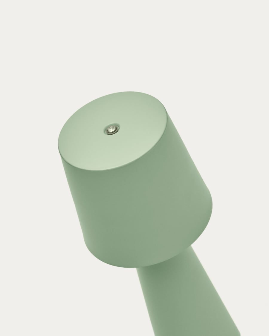 Arenys small outdoor metal table lamp in a turquoise painted finish