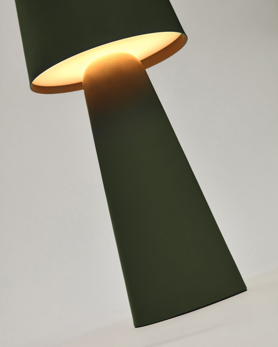Arenys large outdoor metal table lamp in a green painted finish