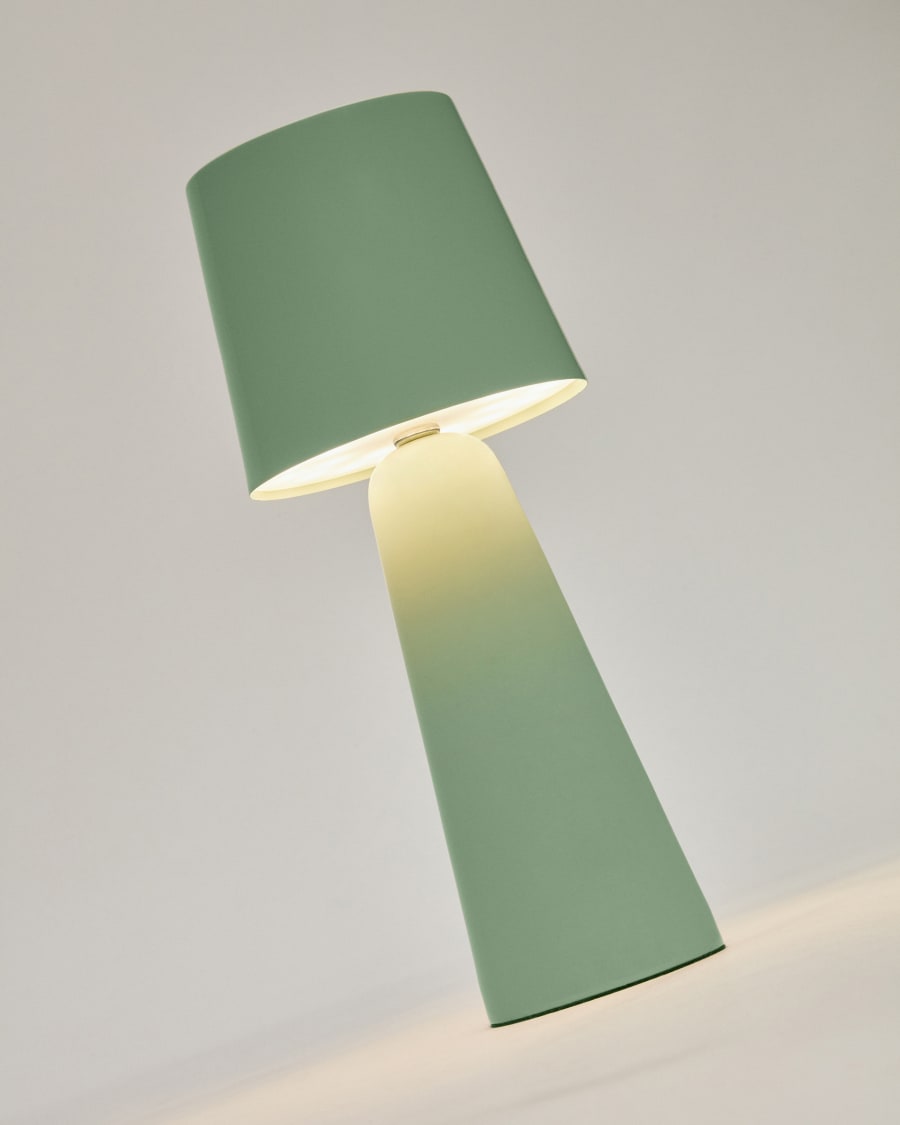 Arenys small outdoor metal table lamp in a turquoise painted finish