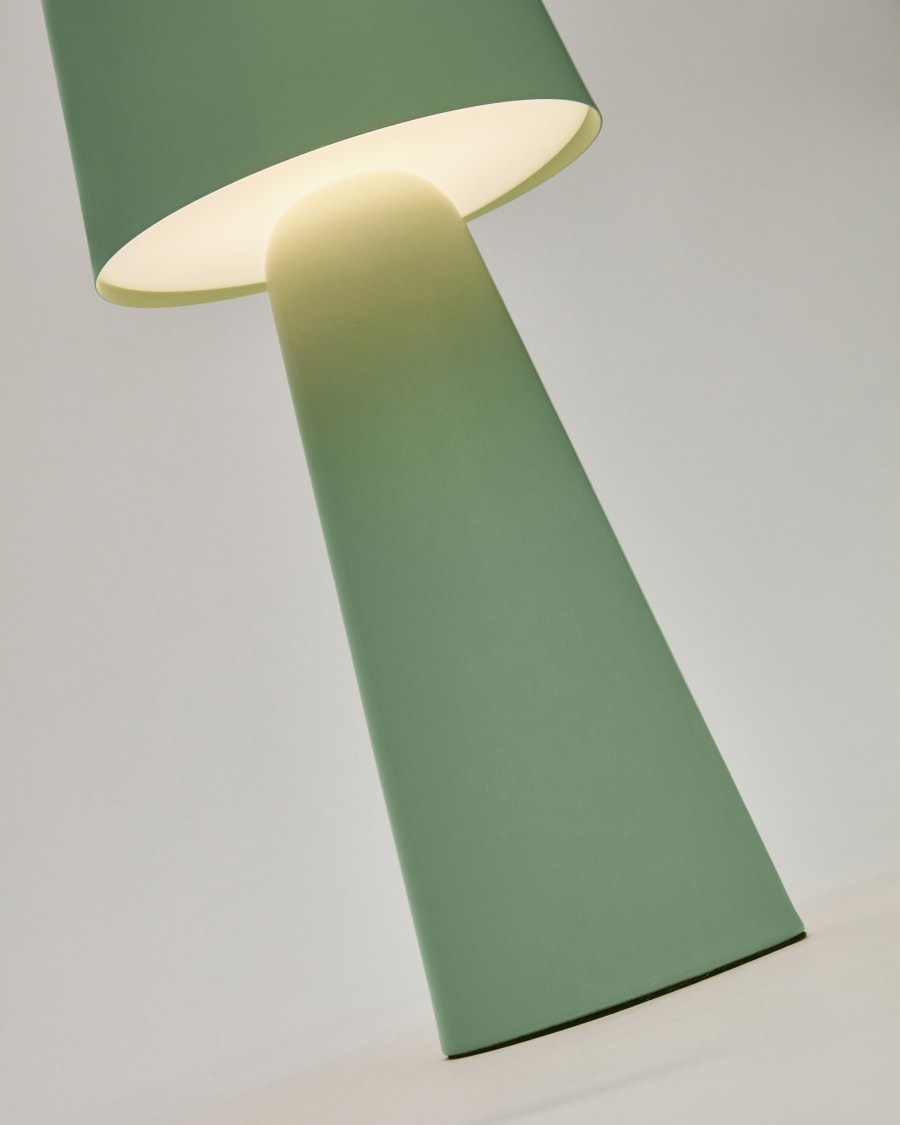 Arenys large outdoor metal table lamp in a turquoise painted finish