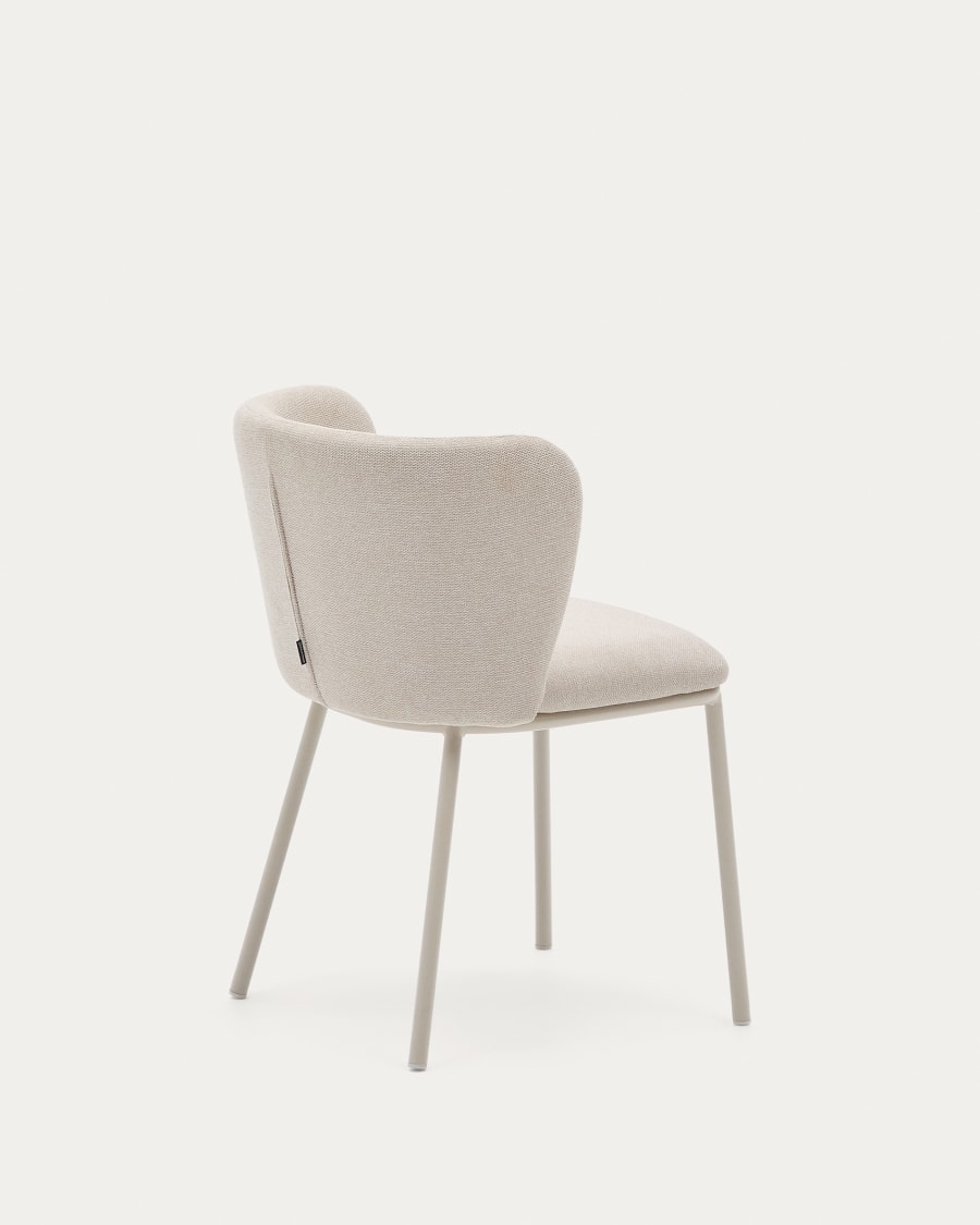 Ciselia chair in beige chenille and beige steel, FSC Mix Credit