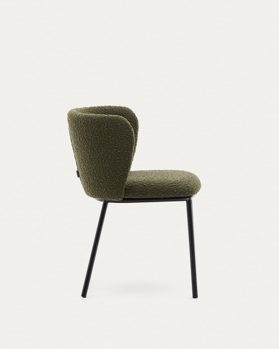 Ciselia chair in green bouclé and black steel, FSC Mix Credit