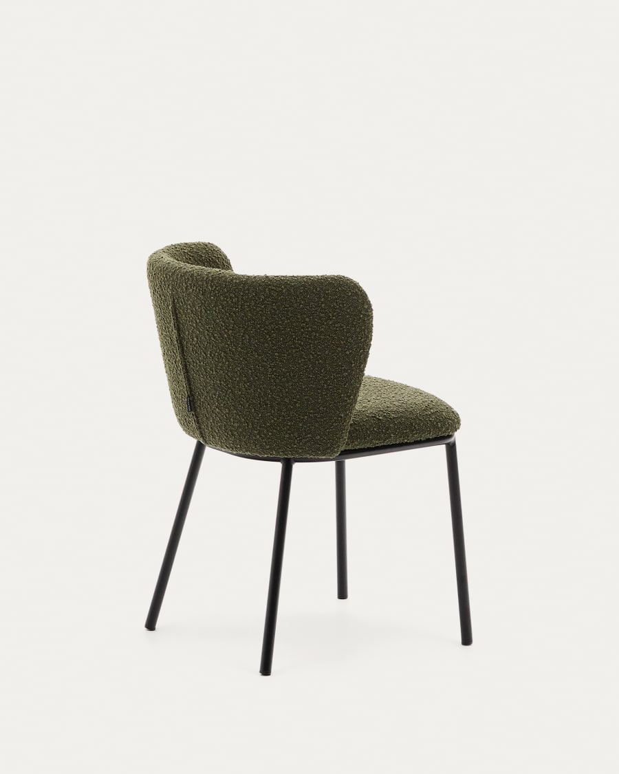 Ciselia chair in green bouclé and black steel, FSC Mix Credit