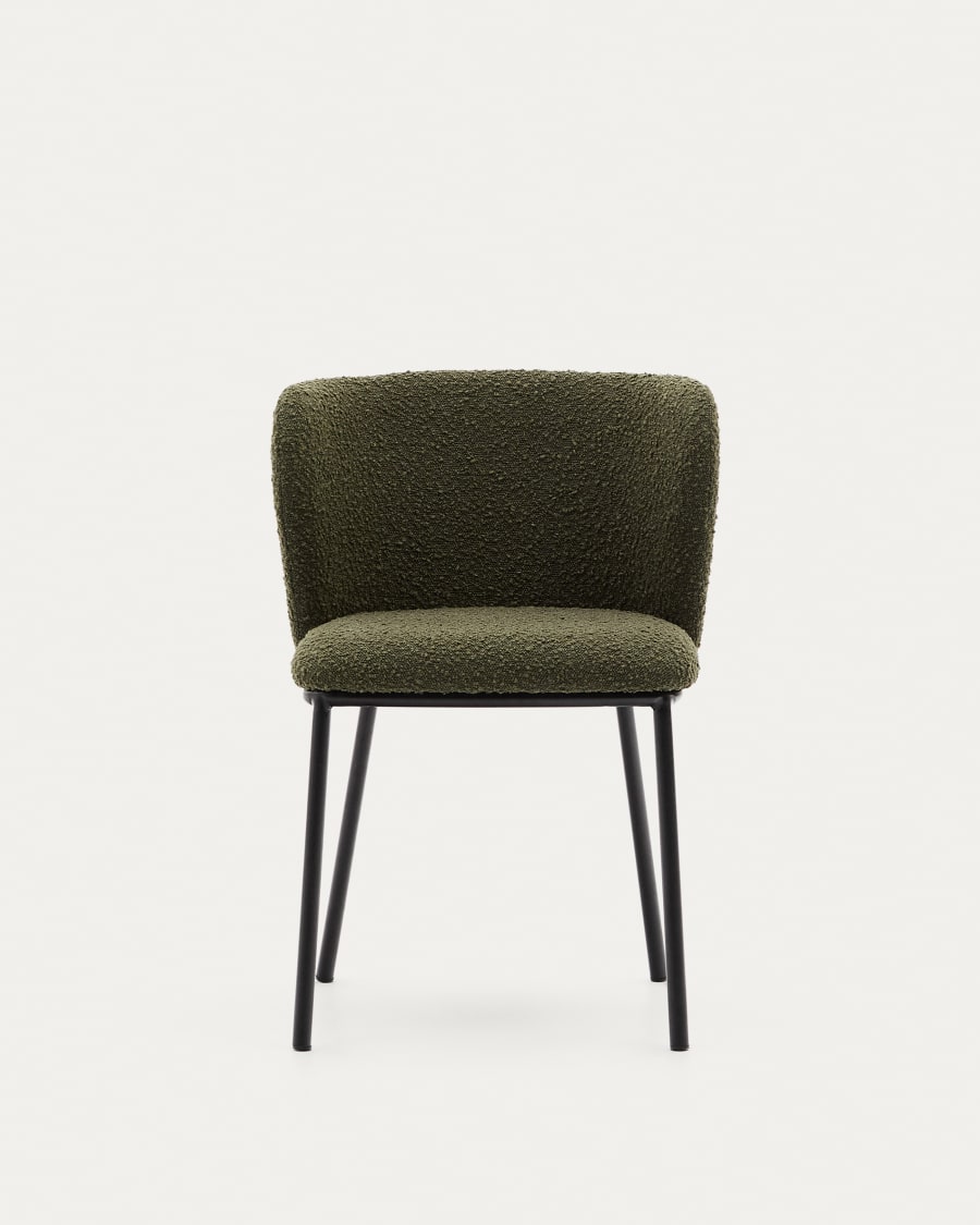 Ciselia chair in green bouclé and black steel, FSC Mix Credit