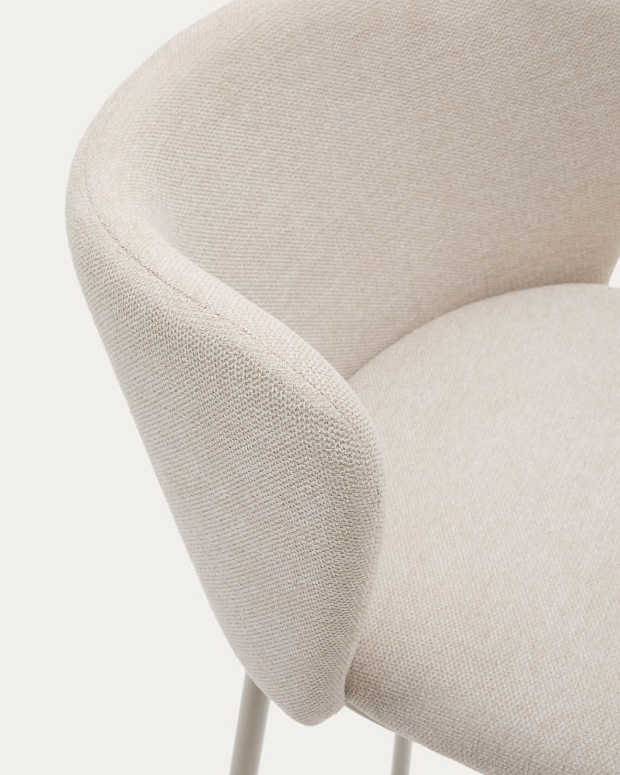 Ciselia stool in beige chenille and beige steel, height 75 cm, FSC Mix Credit