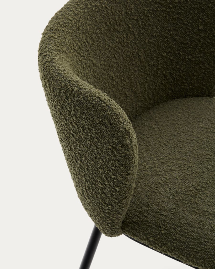 Ciselia chair in green bouclé and black steel, FSC Mix Credit