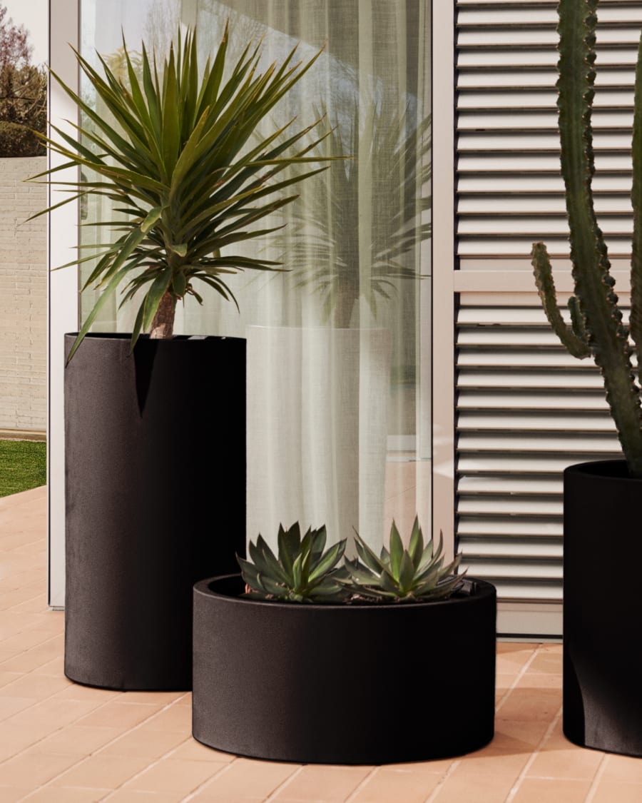 Cache-pot Aiguablava en ciment noir Ø 62 cm